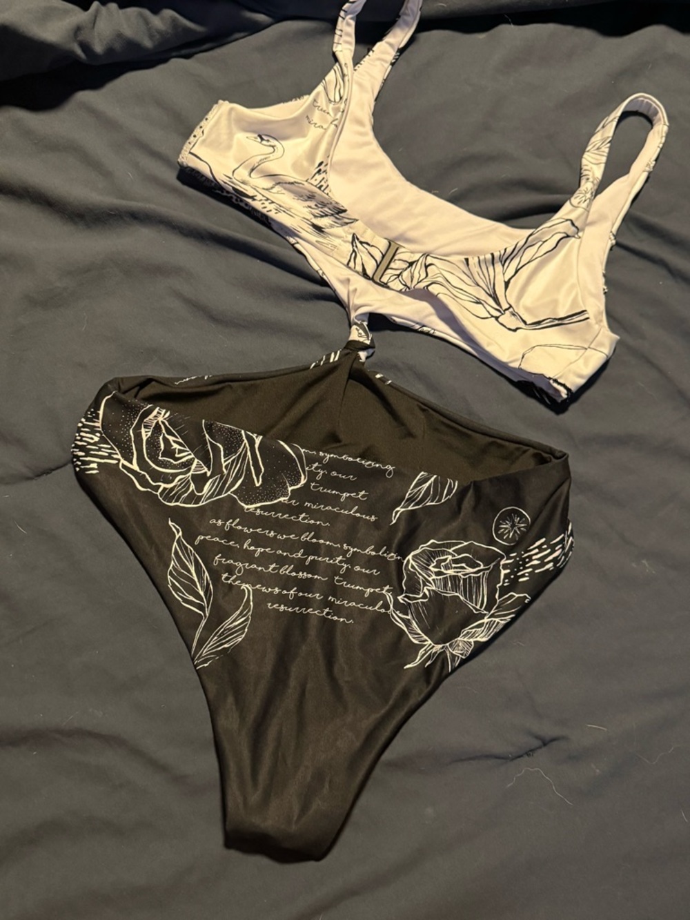 Agua Bendita Black and Cream Printed Two-Piece Bikini - Picture 4 of 5